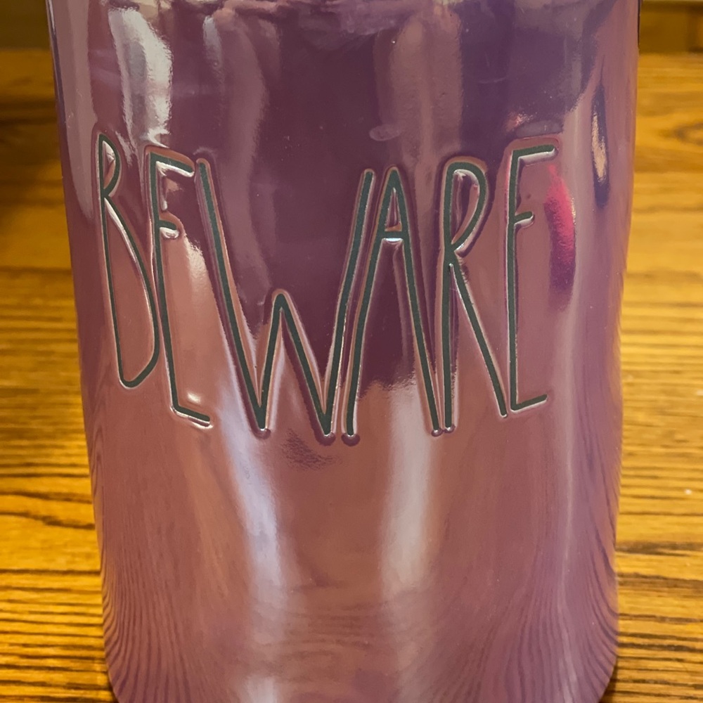 Rae Dunn Beware tall skinny canister